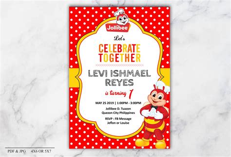JOLLIBEE BIRTHDAY INVITATION .